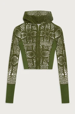 Tops^Frankies Bikinis Lyla Crochet Zip Up Hoodie Sea Moss