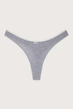 Bottoms^Frankies Bikinis Maisie Cotton Thong Heather Grey
