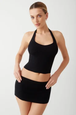 Tops^Frankies Bikinis Marialla Knit Halter Top Black