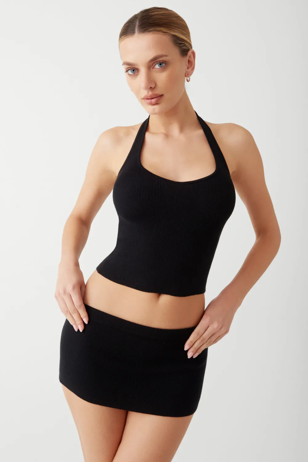 Tops^Frankies Bikinis Marialla Knit Halter Top Black