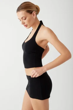 Tops^Frankies Bikinis Marialla Knit Halter Top Black