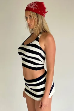 Tops|Matching Sets^Frankies Bikinis Marialla Knit Halter Top Sea Stripe
