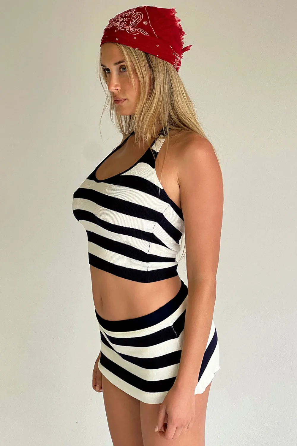 Tops|Matching Sets^Frankies Bikinis Marialla Knit Halter Top Sea Stripe