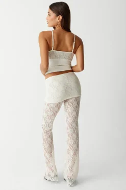 Bottoms^Frankies Bikinis Mason Lace Flare Pant Porcelain