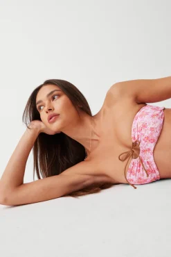 Tops|Bikinis^Frankies Bikinis Meredith Floral Bandeau Bikini Top Watercolor Hibiscus