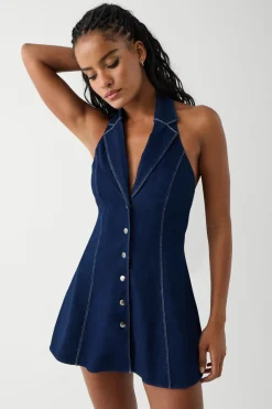 Dresses^Frankies Bikinis Moonlight Denim Halter Dress Blue Denim