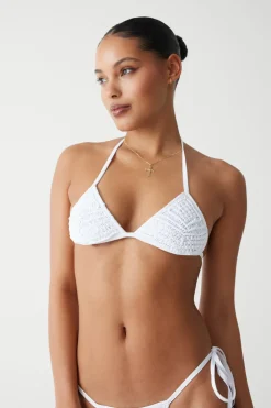 Tops|Bikinis^Frankies Bikinis Naia Triangle Halter Bikini Top Optic White