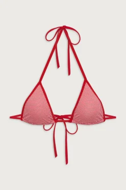 Tops|Bikinis^Frankies Bikinis Nick Triangle Gingham Bikini Top Ladybug Gingham
