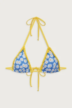 Tops|Bikinis^Frankies Bikinis Nick Triangle Halter Bikini Top Blue Daisy