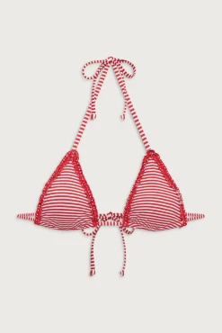 Tops|Bikinis^Frankies Bikinis Nick Triangle Halter Bikini Top Scarlet Stripe