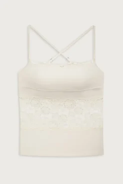 Tops^Frankies Bikinis Peach Lace Camisole Porcelain