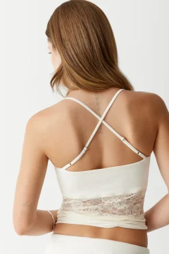 Tops^Frankies Bikinis Peach Lace Camisole Porcelain
