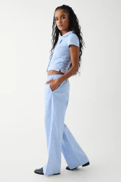 Bottoms|Matching Sets^Frankies Bikinis Raleigh Cotton Pant Cloud Gingham