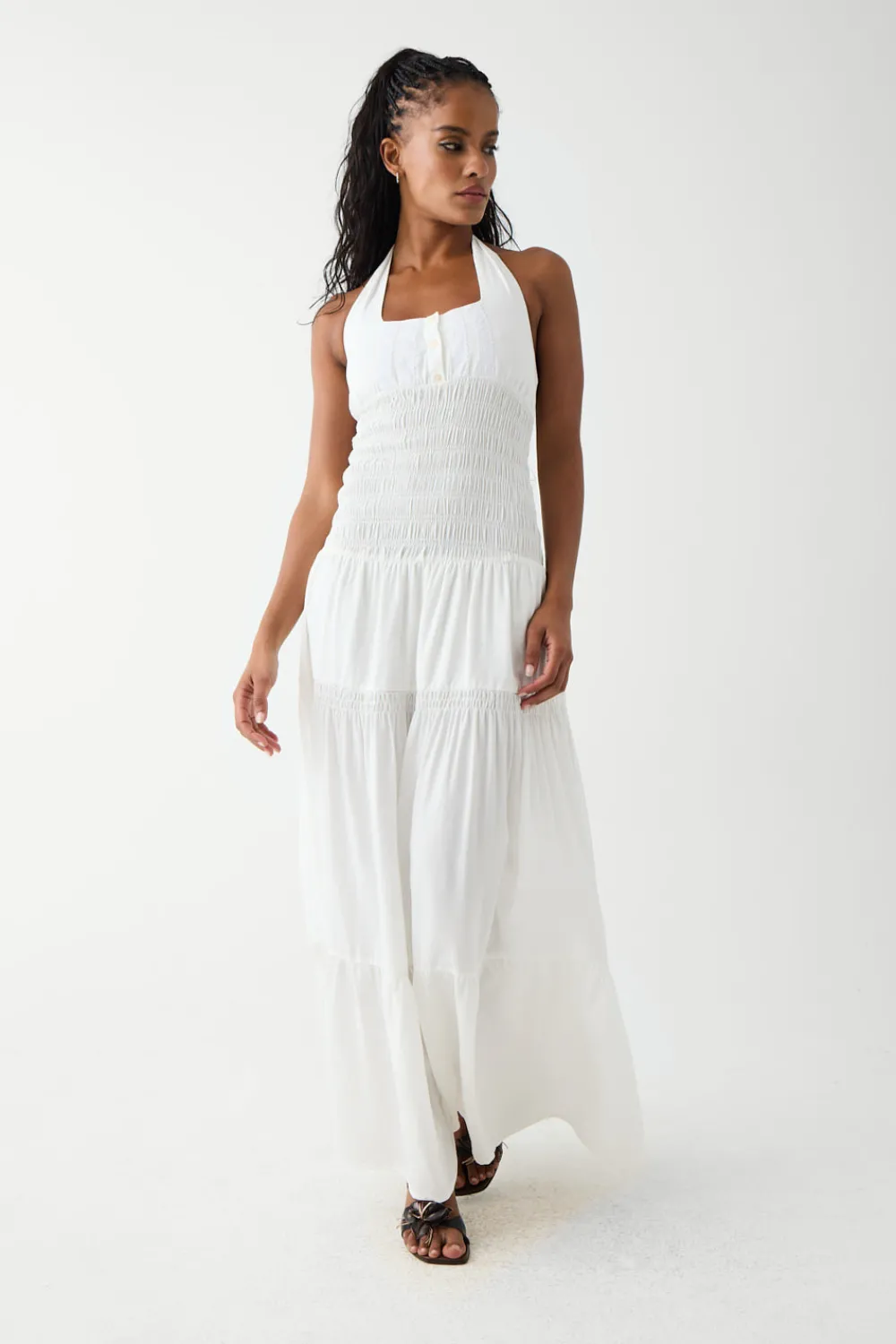 Dresses^Frankies Bikinis River Halter Maxi Dress White