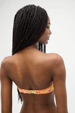 Tops|Bikinis^Frankies Bikinis Rosabella Floral Bandeau Bikini Top Marigold Gingham