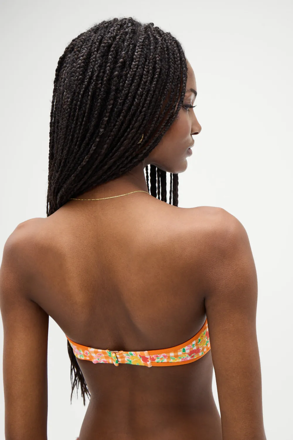 Tops|Bikinis^Frankies Bikinis Rosabella Floral Bandeau Bikini Top Marigold Gingham