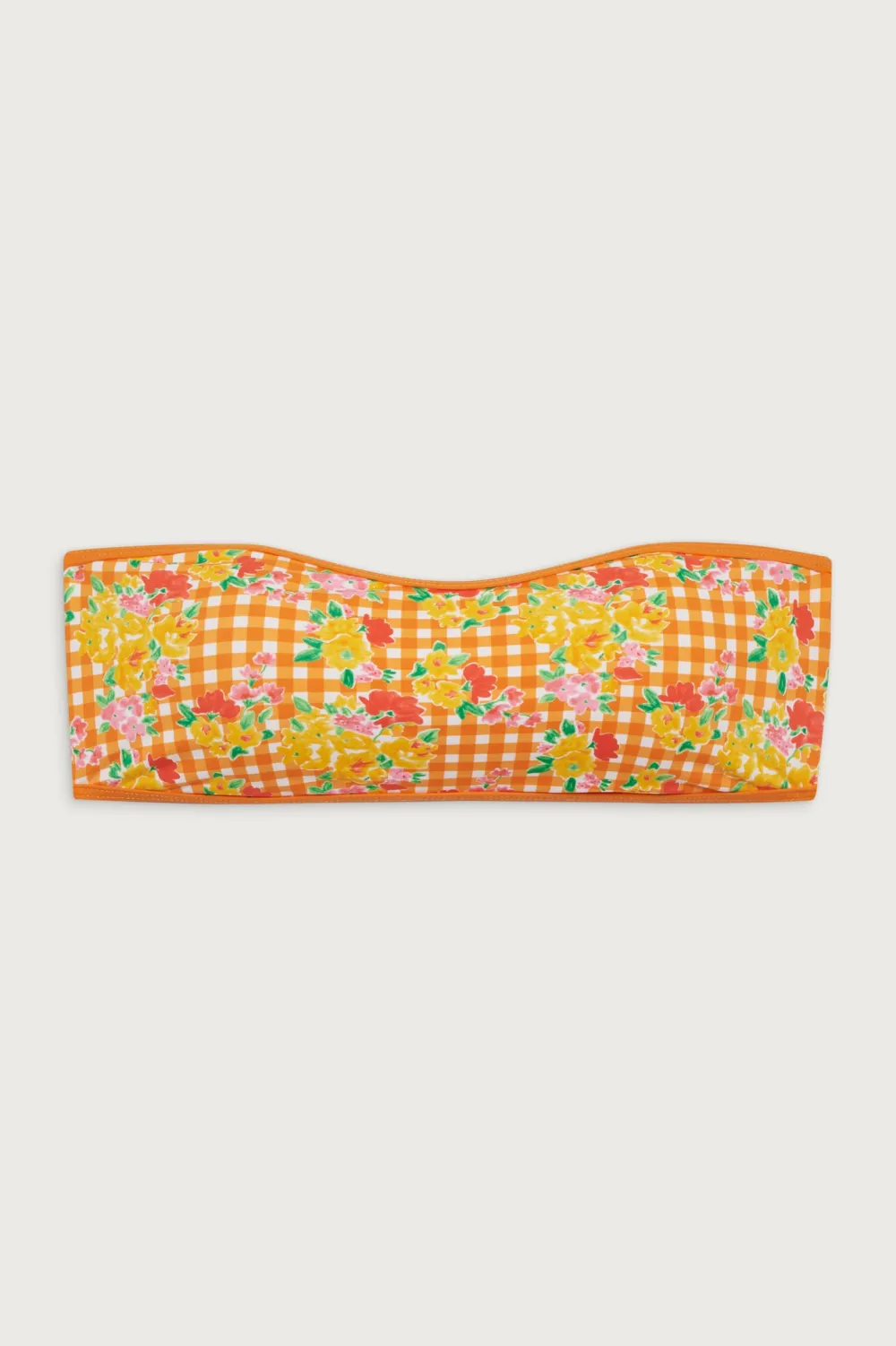 Tops|Bikinis^Frankies Bikinis Rosabella Floral Bandeau Bikini Top Marigold Gingham