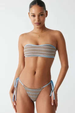 Tops|Bikinis^Frankies Bikinis Rosabella Striped Bandeau Bikini Top Ocean Stone