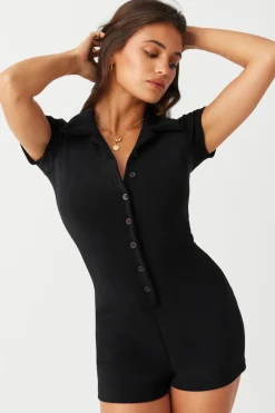 Dresses^Frankies Bikinis Rose Terry Romper Black