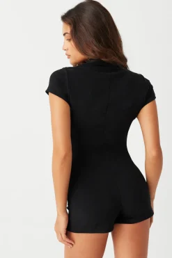 Dresses^Frankies Bikinis Rose Terry Romper Black