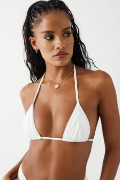 Tops|Bikinis^Frankies Bikinis Sky Triangle Ribbed Bikini Top White