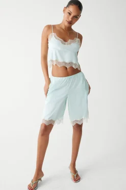 Tops^Frankies Bikinis Snuggle Satin Camisole Pistachio