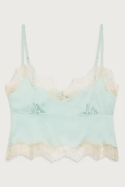 Tops^Frankies Bikinis Snuggle Satin Camisole Pistachio