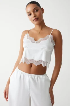 Tops^Frankies Bikinis Snuggle Satin Camisole White