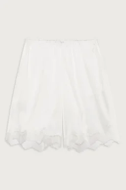 Bottoms^Frankies Bikinis Snuggle Satin Capri Short White
