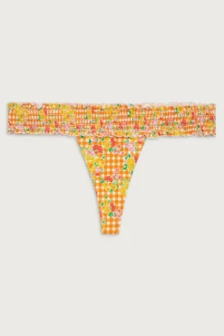 Bottoms|Bikinis^Frankies Bikinis Sofia Floral Micro Bikini Bottom Marigold Gingham