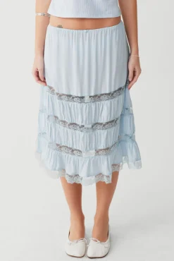Bottoms^Frankies Bikinis Solstice Midi Skirt Blue Porcelain