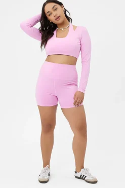 Active^Frankies Bikinis Speedy High Waist Biker Short Baby Pink