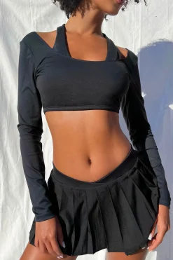 Active^Frankies Bikinis Speedy Long Sleeve Crop Top Black