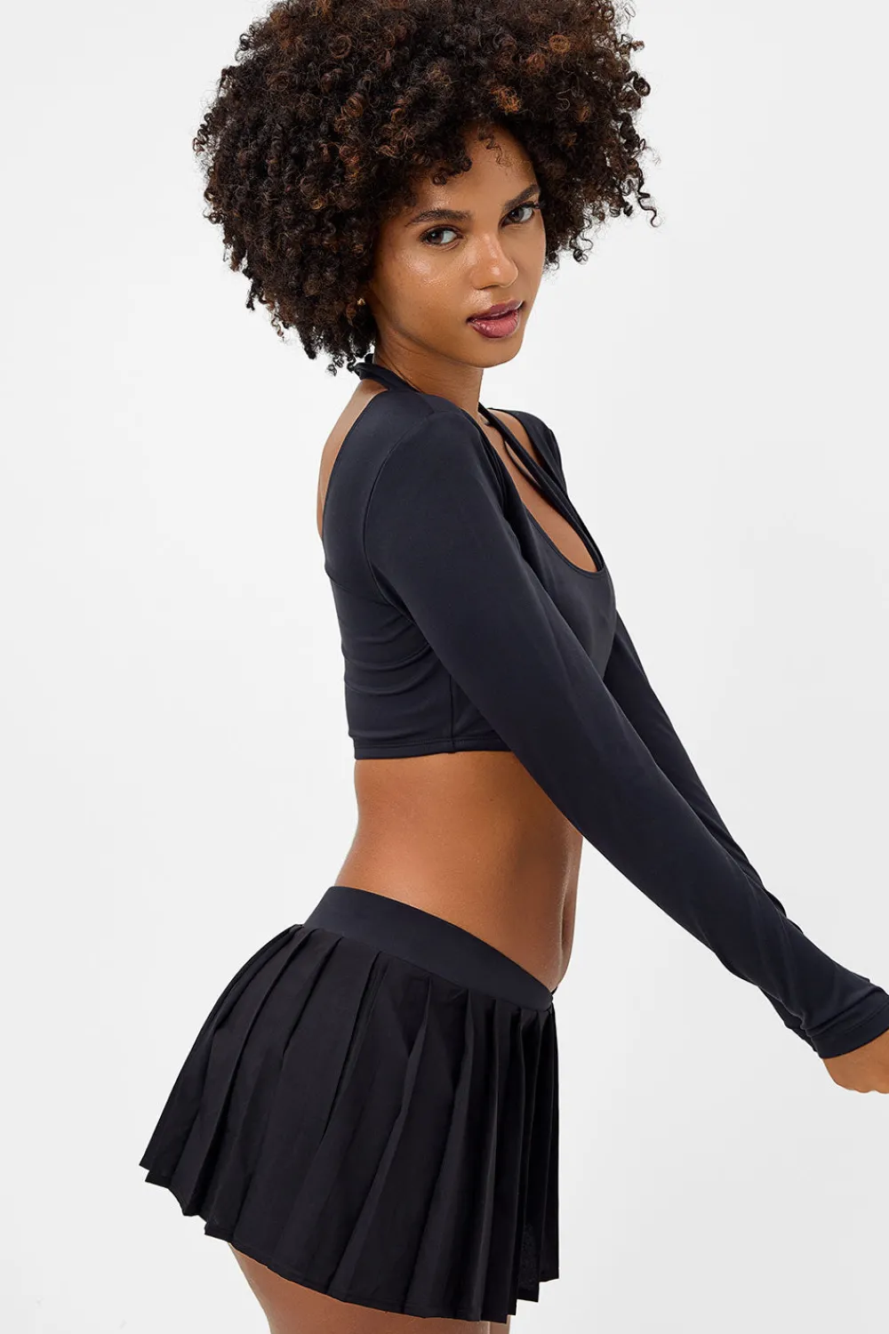 Active^Frankies Bikinis Speedy Long Sleeve Crop Top Black