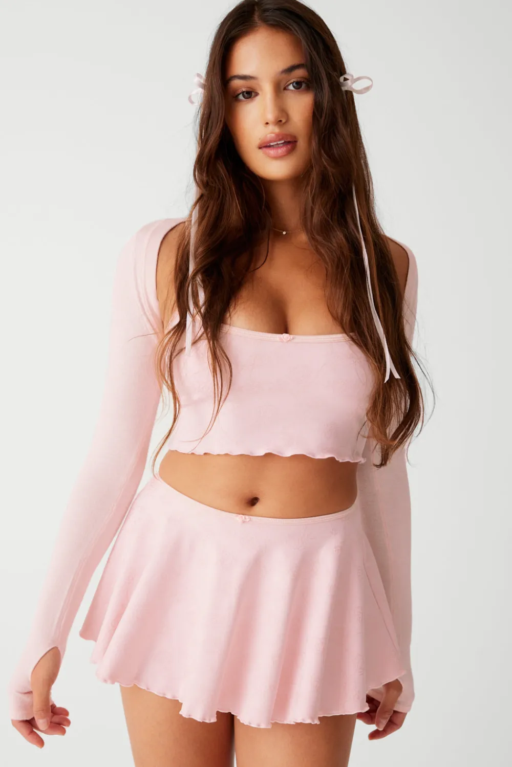 Active^Frankies Bikinis Star Low Rise Skort Pink Petals