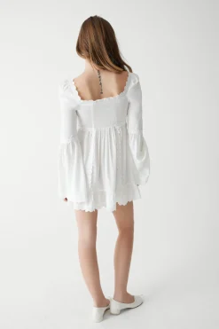 Dresses^Frankies Bikinis Sunflower Floral Embroidered Mini Dress White