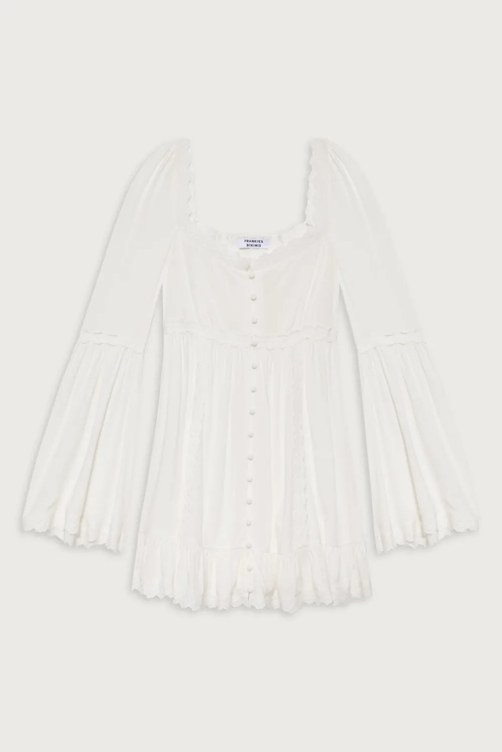 Dresses^Frankies Bikinis Sunflower Floral Embroidered Mini Dress White