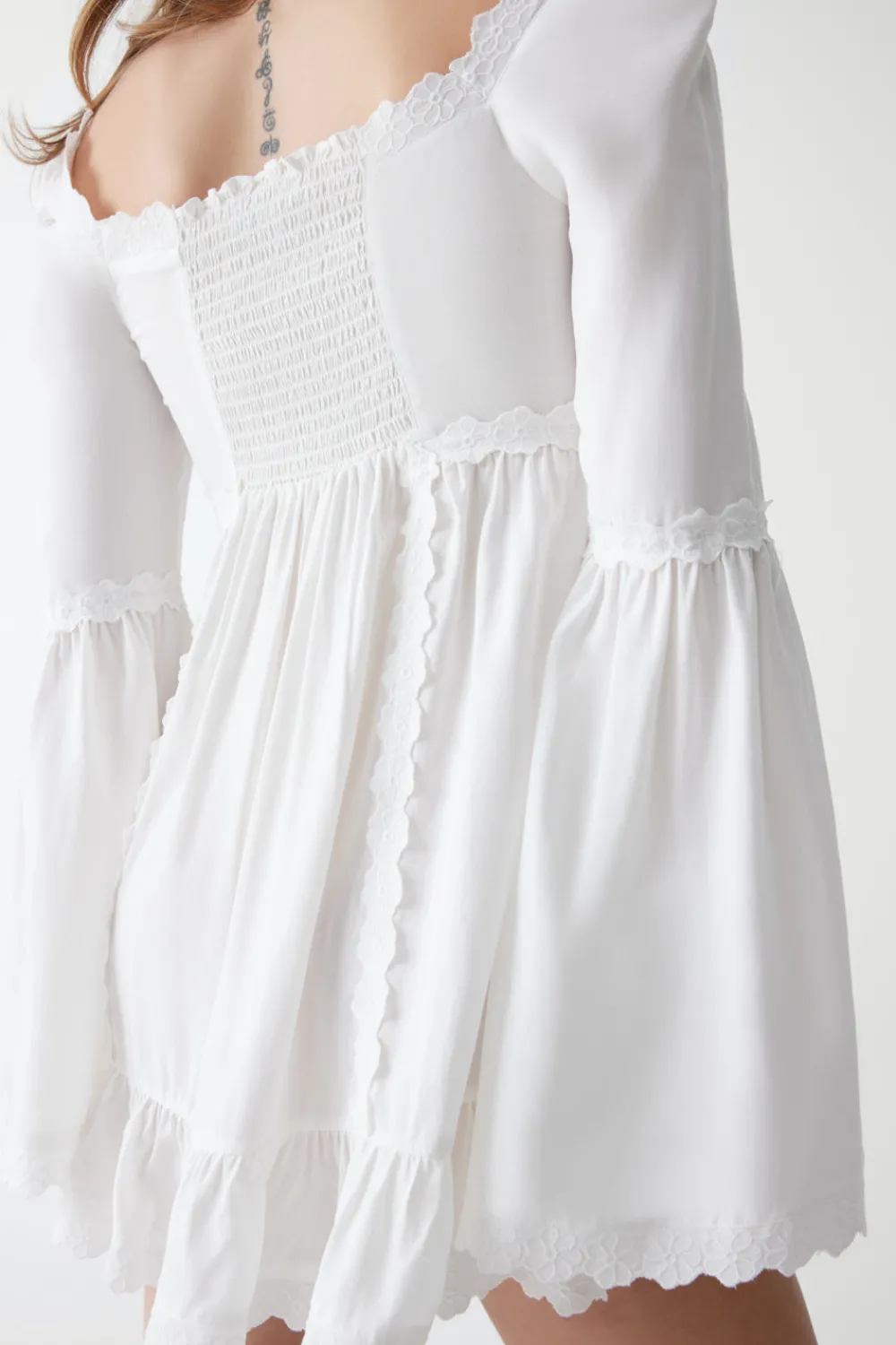 Dresses^Frankies Bikinis Sunflower Floral Embroidered Mini Dress White