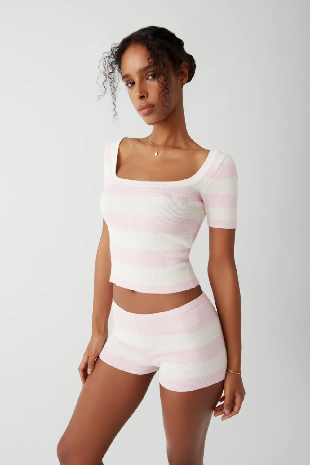 Tops^Frankies Bikinis Sunset Knit Shirt Ballet Stripe