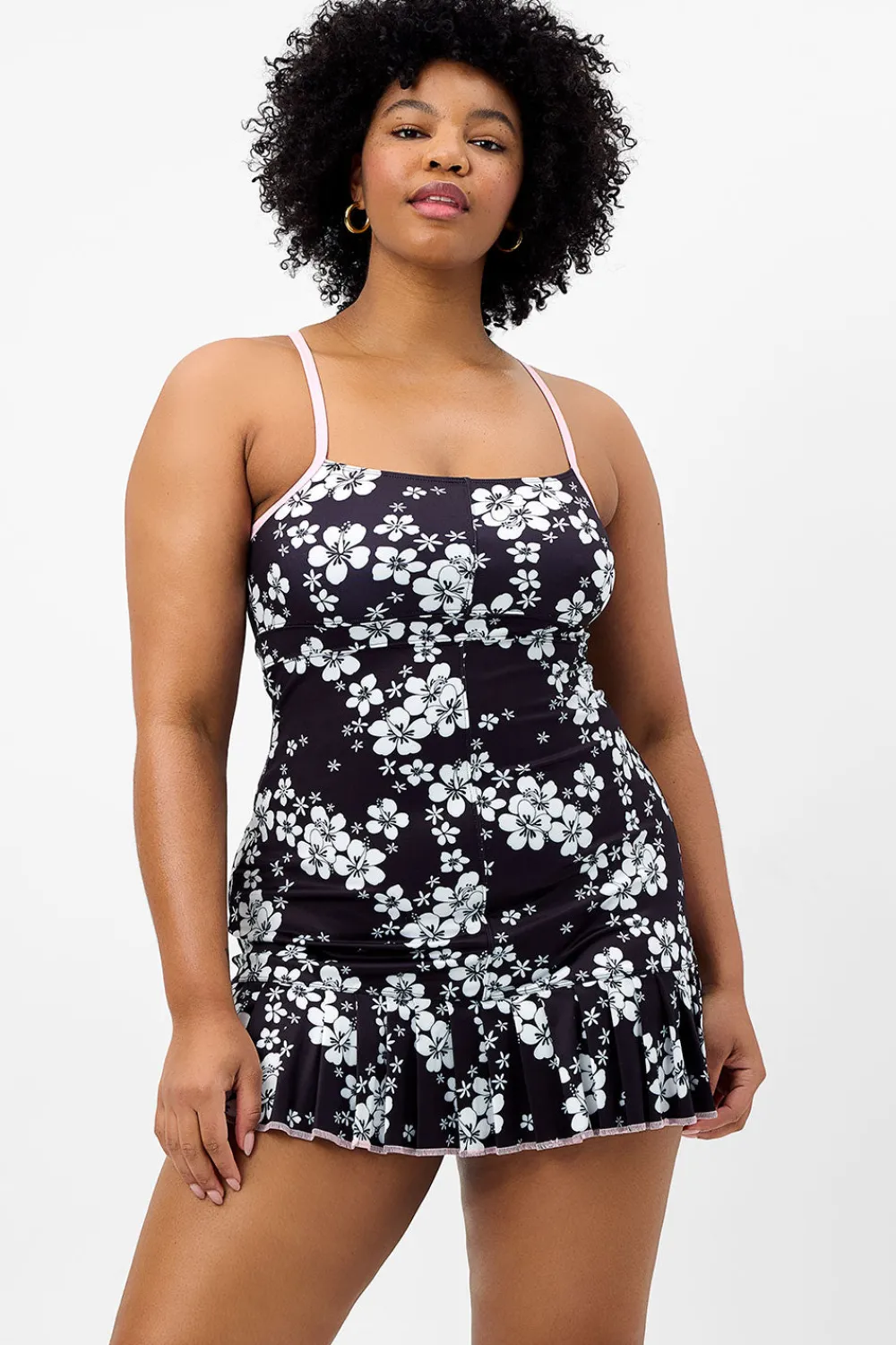 Active^Frankies Bikinis Swift Floral Tennis Dress Plush Plumeria