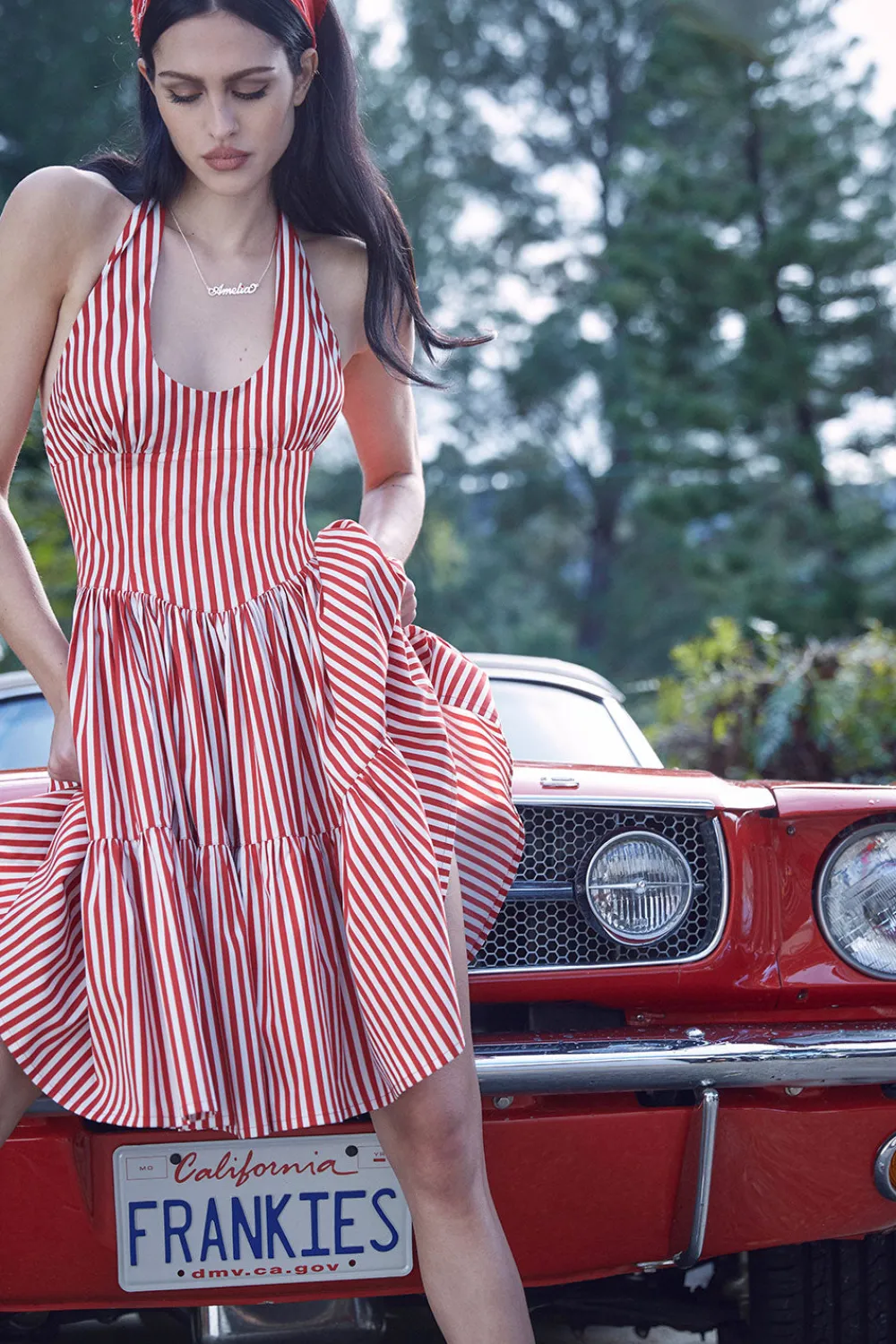 Dresses^Frankies Bikinis Tulsa Halter Midi Dress Scarlet Stripe