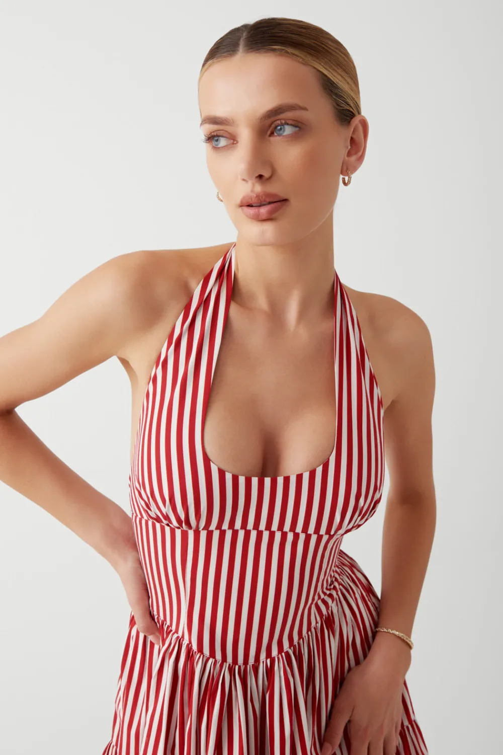 Dresses^Frankies Bikinis Tulsa Halter Midi Dress Scarlet Stripe