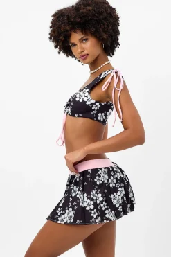 Active^Frankies Bikinis Windy Floral Tennis Skirt Plush Plumeria