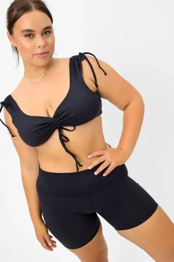 Active^Frankies Bikinis Windy Ruched Crop Top Black