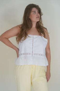 Tops|Matching Sets^Frankies Bikinis X DJERF AVENUE Airy Poplin Buttoned Top White